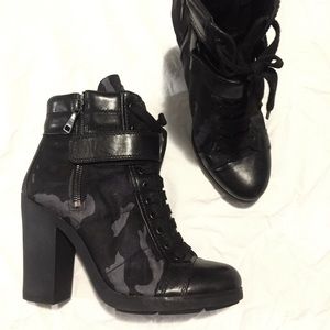 Prada Women's Black Camo Ankle Boot